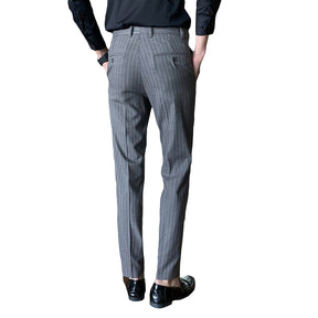 Men's Stripe Pants Casual Slim Fit Trousers Dress Pants