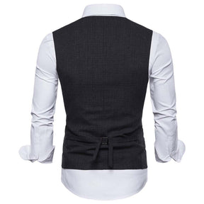 Plaid Single Breasted Vest Black