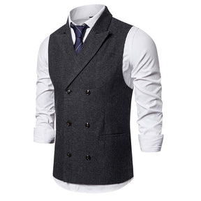 Slim Fit Casual Double Breasted Vest DimGrey