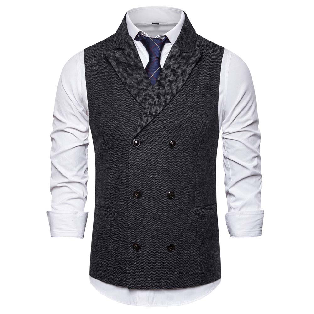 Slim Fit Casual Double Breasted Vest DimGrey