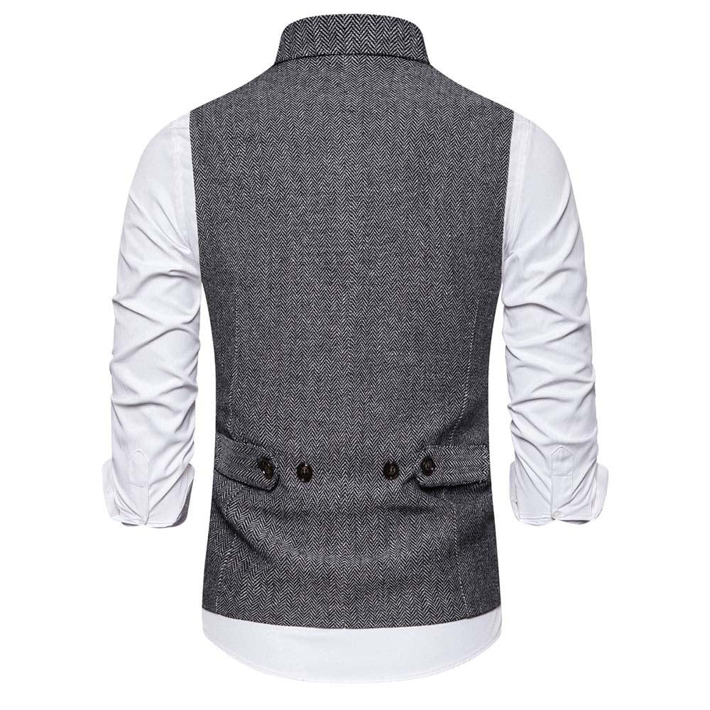 Slim Fit Casual Double Breasted Vest LightGray