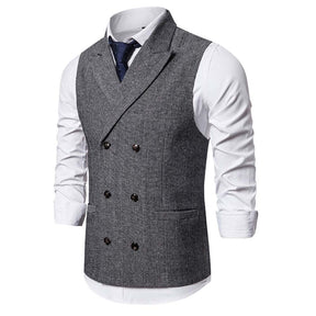 Slim Fit Casual Double Breasted Vest LightGray