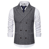 Slim Fit Casual Double Breasted Vest LightGray