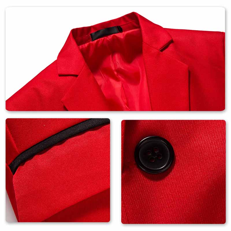 Men's Casual Suit Jacket Slim Fit Lightweight Blazer Coat Red