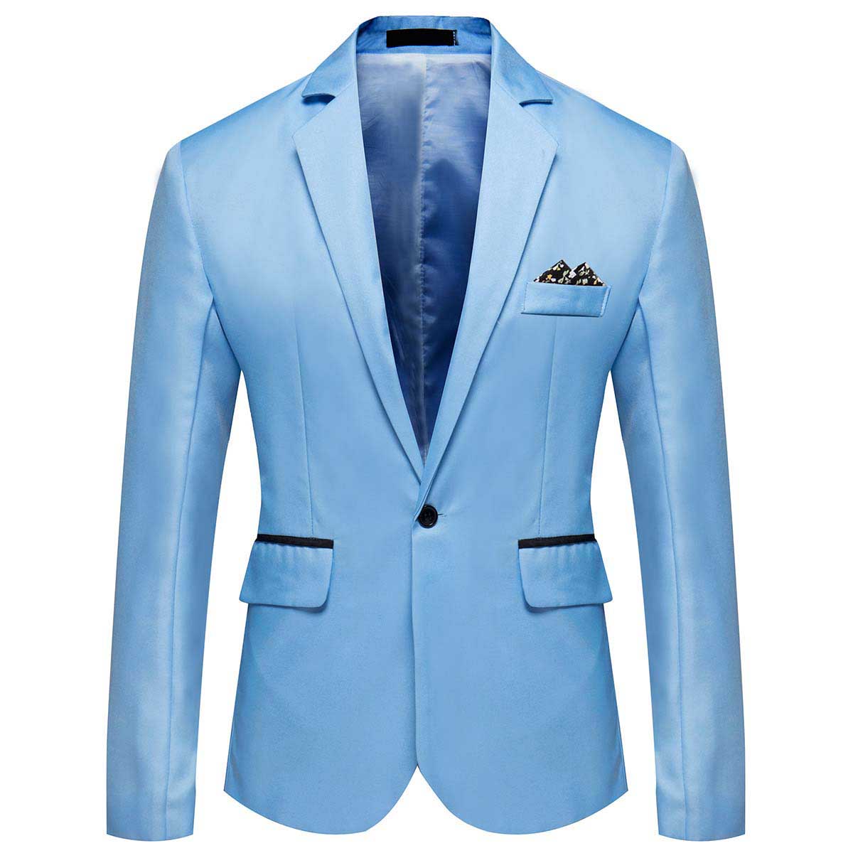 Men's Casual Suit Jacket Slim Fit Lightweight Blazer Coat Light Blue