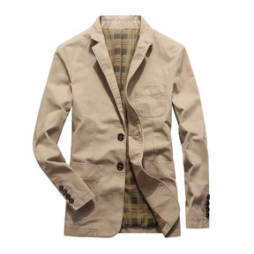 Light Khaki Two-Button Solid Color Jacket