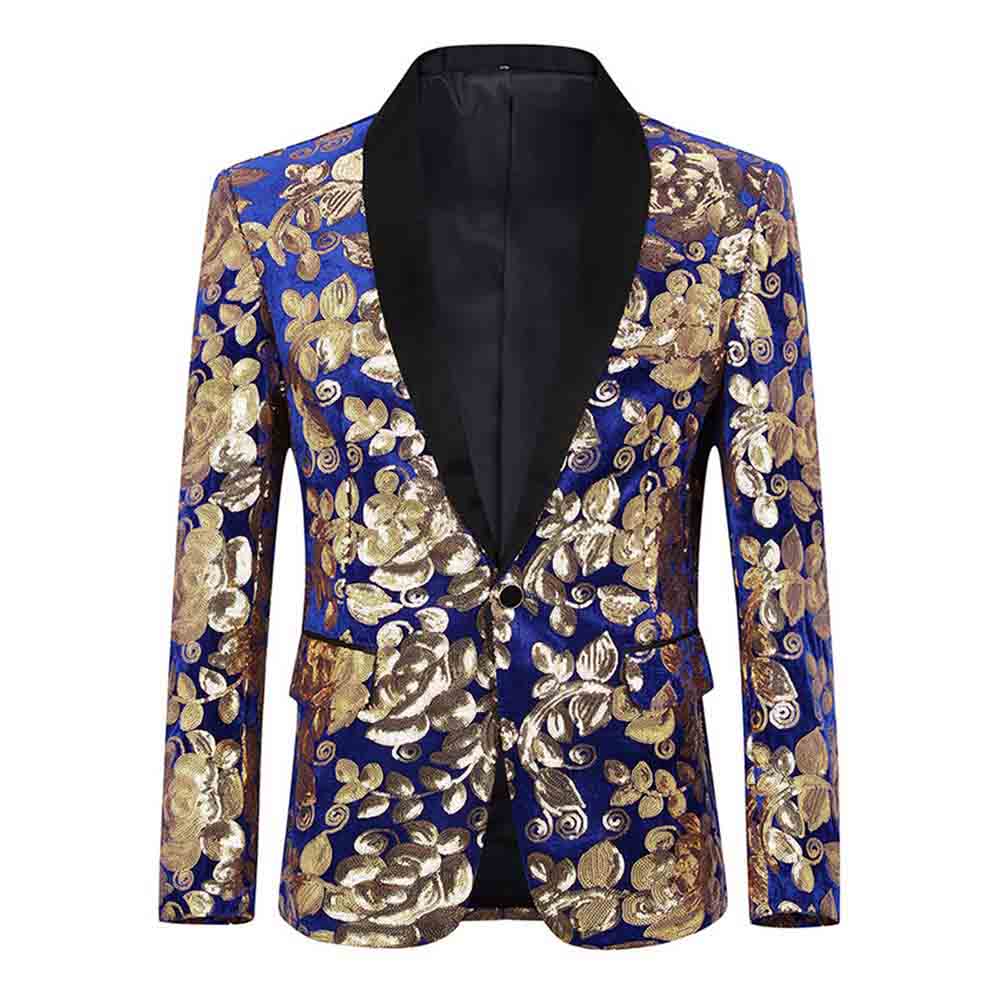 Gold Sequin Blazer Slim Fit Blazer Dance Party Jacket