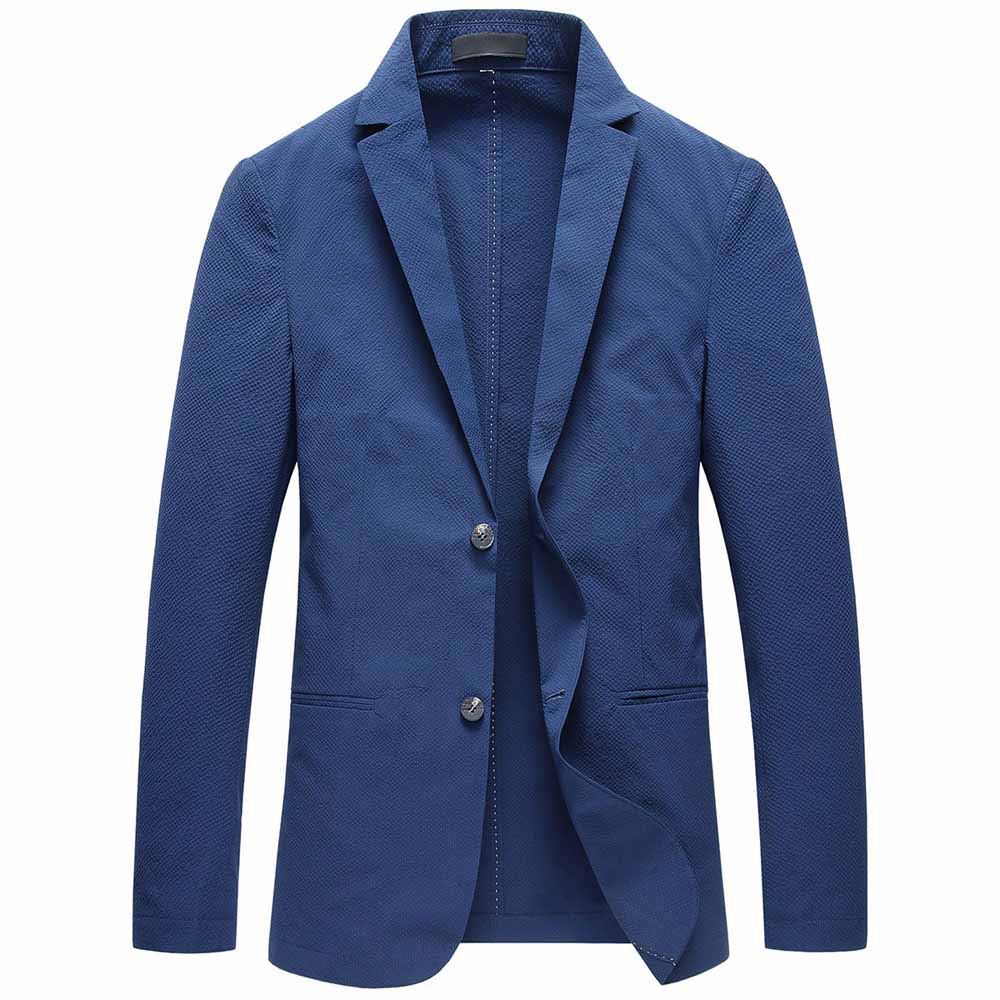Silm Fit Navy Single-Breasted Casual Blazer High Quality Fabric