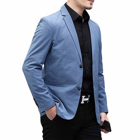 Silm Fit Lightblue Single-Breasted Casual Blazer High Quality Fabric