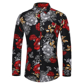 Men's Regular Fit Printed Casual Shirt Floral Shirts