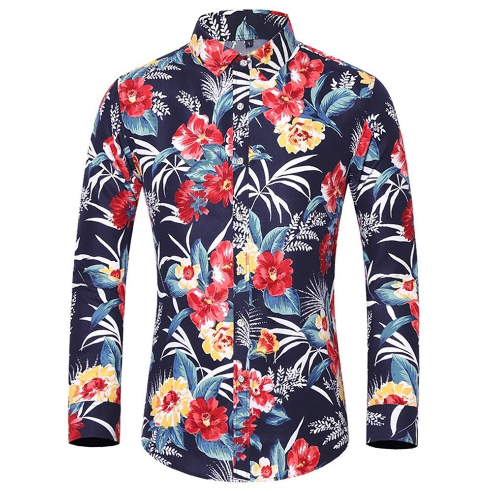 Men's Regular Fit Printed Casual Shirt Floral Shirts