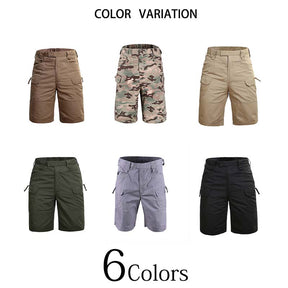 Mens Camo Cargo Shorts Elastic Waistband Lightweight Shorts