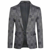 Plaid Stripe Jacket Slim Fit Casual Blazer Coat