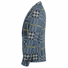 Plaid Stripe Jacket Slim Fit Casual Blazer Coat