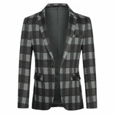 Plaid Stripe Jacket Slim Fit Casual Blazer Coat