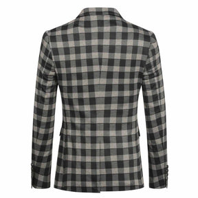 Plaid Stripe Jacket Slim Fit Casual Blazer Coat