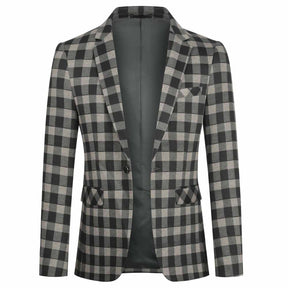 Plaid Stripe Jacket Slim Fit Casual Blazer Coat