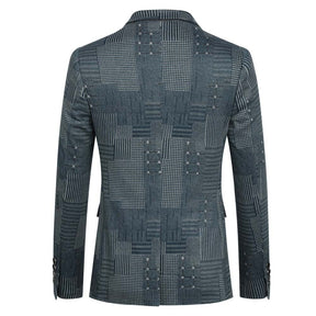 Plaid Stripe Suit Slim Fit 2-Piece Casual Suit