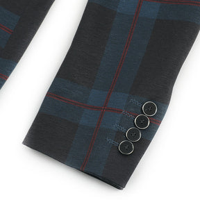 Multi-color Plaid Stripe Suit Slim Fit 2-Piece Casual Suit