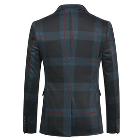 Multi-color Plaid Stripe Suit Slim Fit 2-Piece Casual Suit