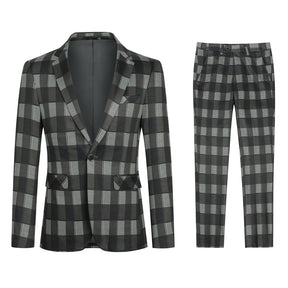 Plaid Suit Slim Fit 2-Piece Casual Suit