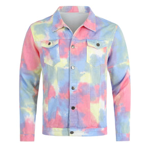 Men's Jacket Casual Lightweight Rainbow Color Prtinted Outwear Coat