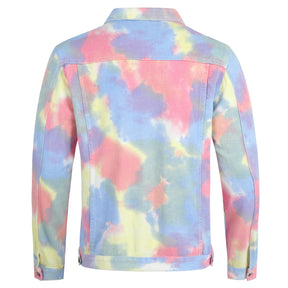 Men's Jacket Casual Lightweight Rainbow Color Prtinted Outwear Coat