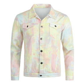 Men's Jacket Casual Lightweight Rainbow Color Prtinted Outwear Coat