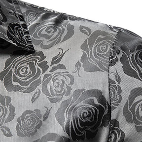 Men's Slim Fit Rose Printed Fashion Casual Shirt Grey