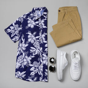 Printed Navy Ventilate Summer Shirt