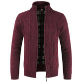 Classic Zip Closure Cardigan Red