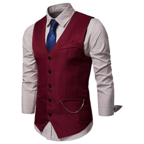 Mens Slim Fit Casual Fashion Vest Maroon - Cloudstyle