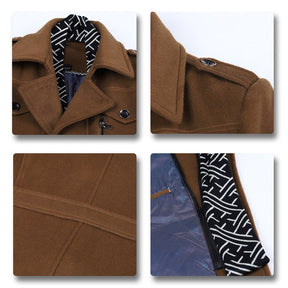 Slim Fit Casual Soild Sienna Overcoat With Removable Scarf