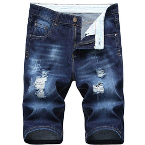 Mens Denim Shorts Casual Hole Ripped Frayed Short Jeans