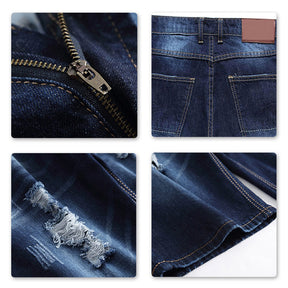 Mens Denim Shorts Casual Hole Ripped Frayed Short Jeans