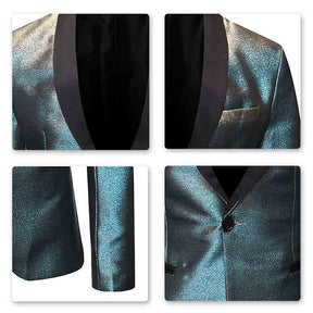 Magic Cyan Tuxedo Jacket Luxury Prom Blazer