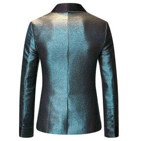 Magic Cyan Tuxedo Jacket Luxury Prom Blazer