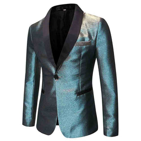 Magic Cyan Tuxedo Jacket Luxury Prom Blazer
