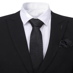 Printed Floral Tie Neckties Set with Handkerchief Cufflinks