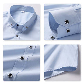 Men's Solid Long Sleeve Casual Formal Shirt Light Blue