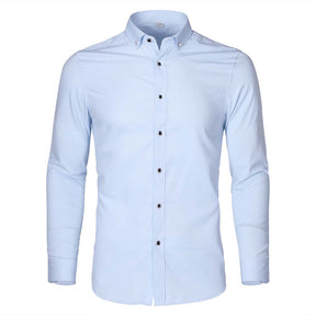 Men's Solid Long Sleeve Casual Formal Shirt Light Blue