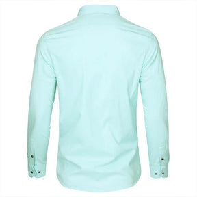Men's Solid Long Sleeve Casual Formal Shirt Light Green