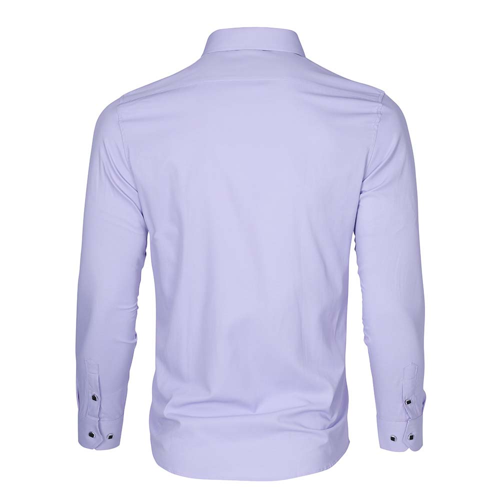 Men's Solid Long Sleeve Casual Formal Shirt Purple