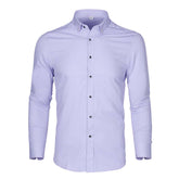Men's Solid Long Sleeve Casual Formal Shirt Purple