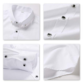 Men's Solid Long Sleeve Casual Formal Shirt White