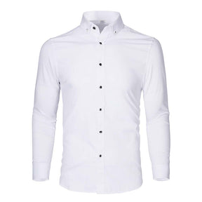 Men's Solid Long Sleeve Casual Formal Shirt White
