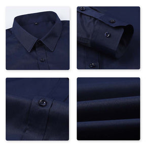 Slim Fit Turn-Down Collar Dark Blue Shirt
