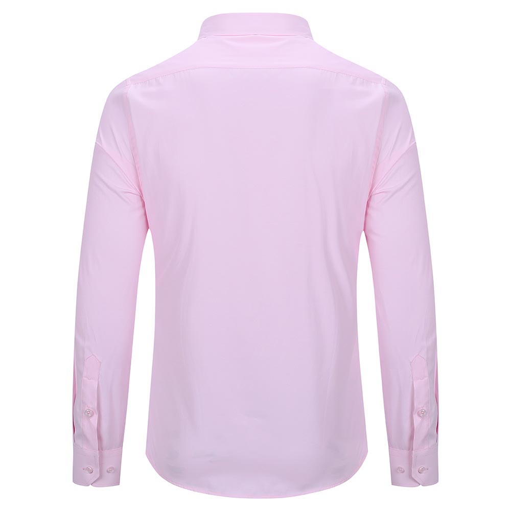 Slim Fit Turn-Down Collar Pink Shirt