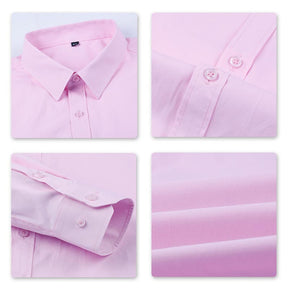 Slim Fit Turn-Down Collar Pink Shirt