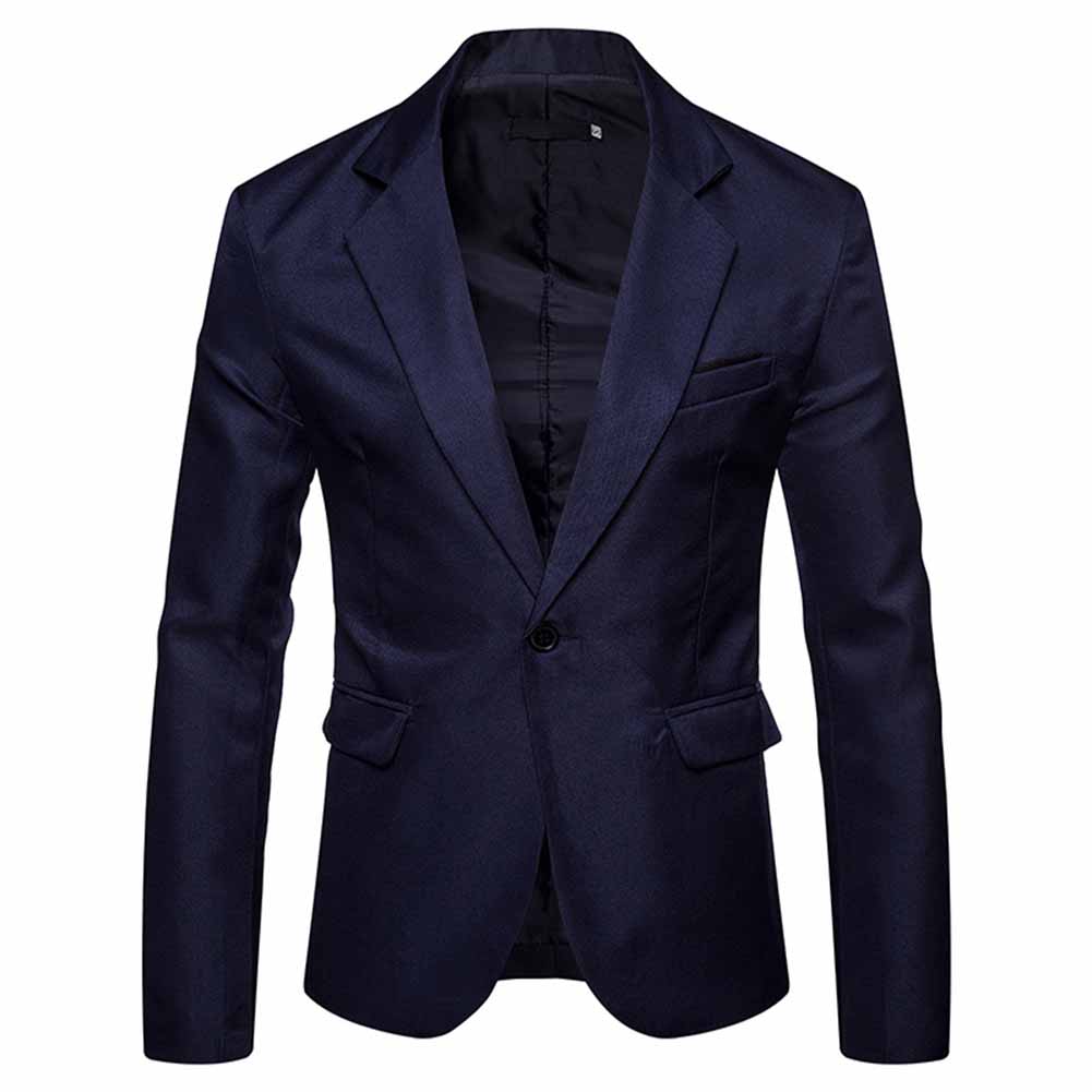 Men's Casual Slim Fit Jacket Daily Blazer Coat Tops Navy